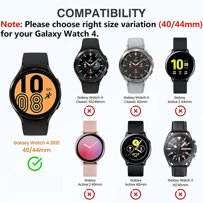 Capa de vidro fosca para relógio Samsung Galaxy Watch 4 44 mm 40 mm, cobertura protetora em toda a volta para Galaxy Watch 4