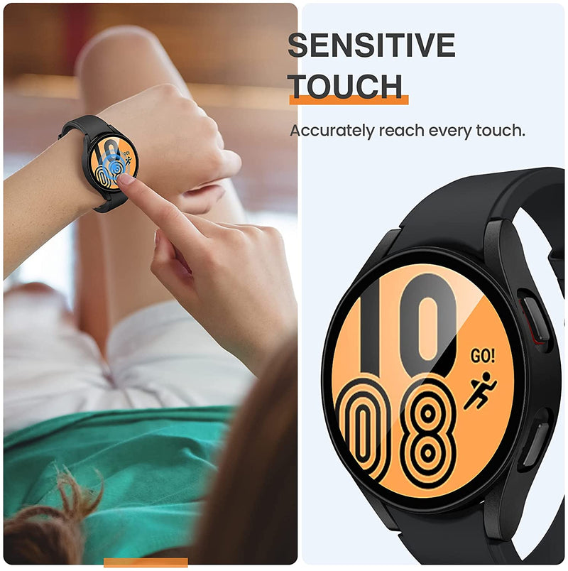 Capa de vidro fosca para relógio Samsung Galaxy Watch 4 44 mm 40 mm, cobertura protetora em toda a volta para Galaxy Watch 4